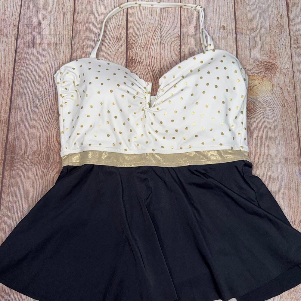 Eco Swim Size 10 Polka Dot Swim Top with Skirted Bottom